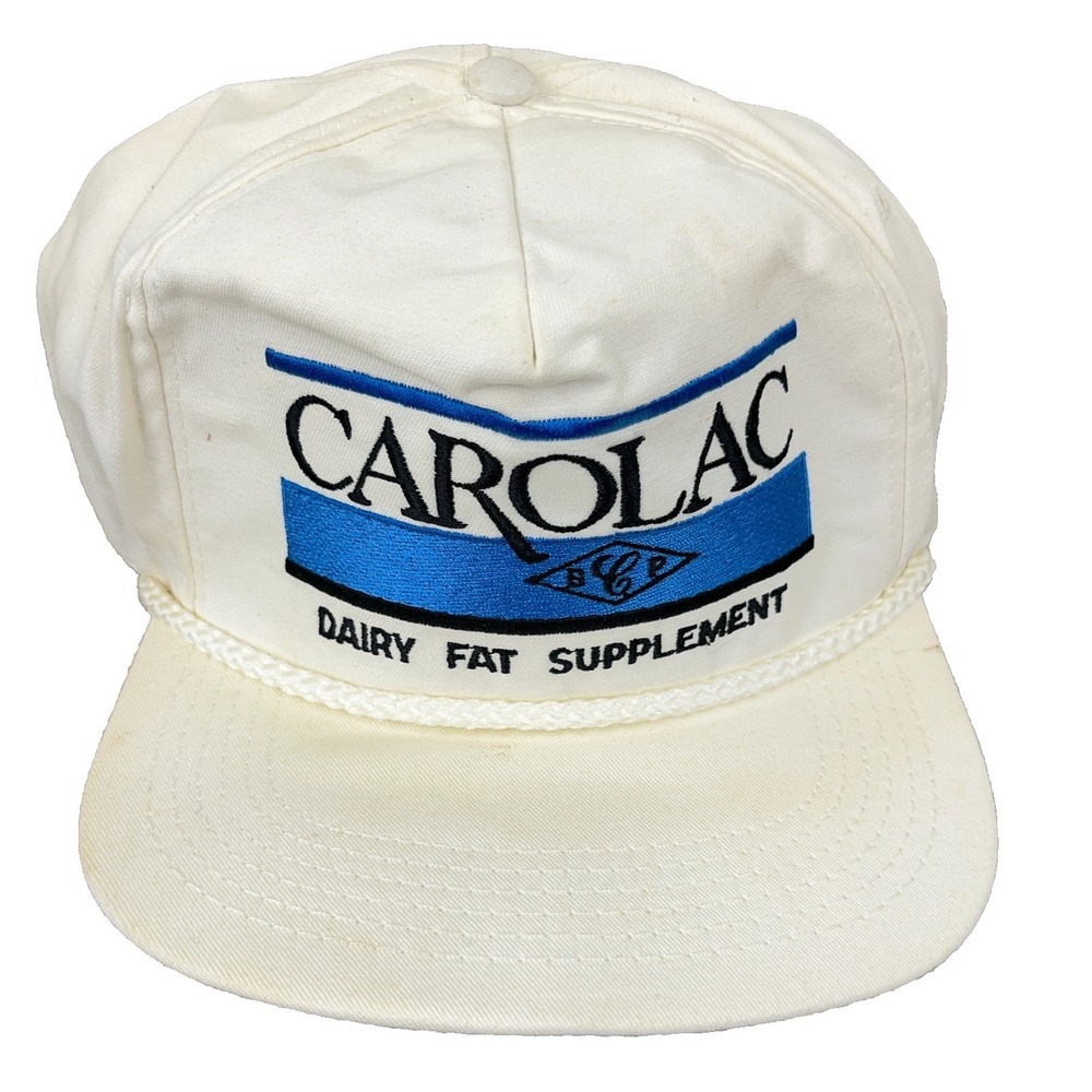 Vintage Carolac Trucker Hat Cap Snapback Made In USA Rope 80s 90s Farm Dairy E24